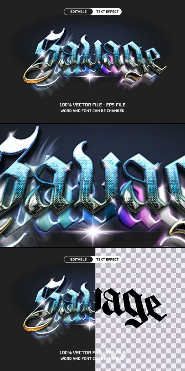 Savage Gothic Chrome Metallic Editable Text Effect
