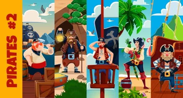 Cartoon Pirate and Corsair Characters Collage