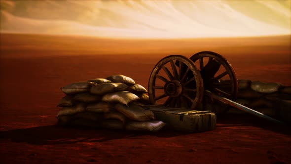 Gun Behind Sandbags During the U.S. Civil War alt