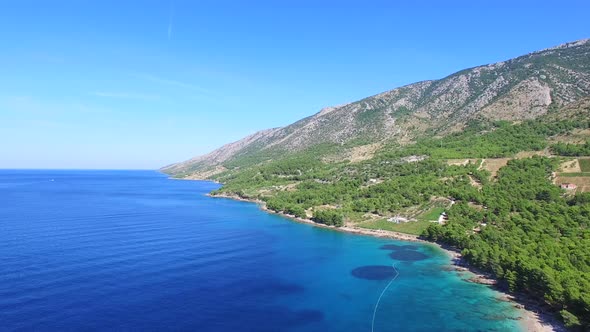 Aerial view of the sandy beach on the island of Brac, Croatia alt