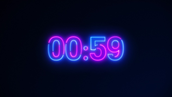 Purple and blue Neon Light 60 Seconds Countdown