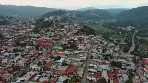 Aerial Houses View San Cristobal De Las Casas Chiapas Green Mountains Drone View alt