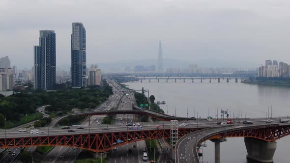 Seoul Han River Seongsu Bridge Road Traffic