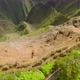 Mountain Aerial Flight Above Woman Hiking Along Trail on Edge Steep Wall Hawaii - VideoHive Item for Sale