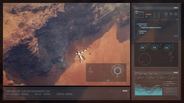 Digital Display Sci-Fi HUD - Mars Base From Orbit