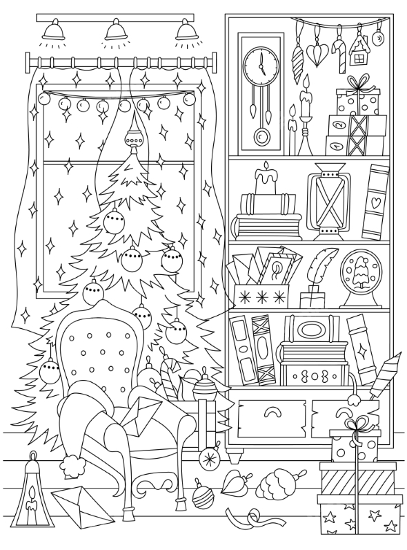 Coloring Page for Children and Adults Santa s