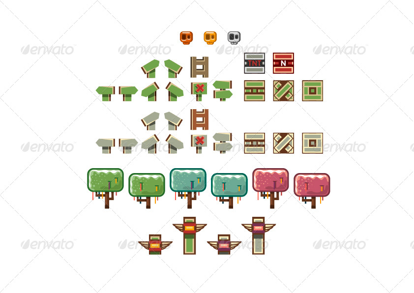 Platformer Game Tile Set Thirteen, Vectors | GraphicRiver