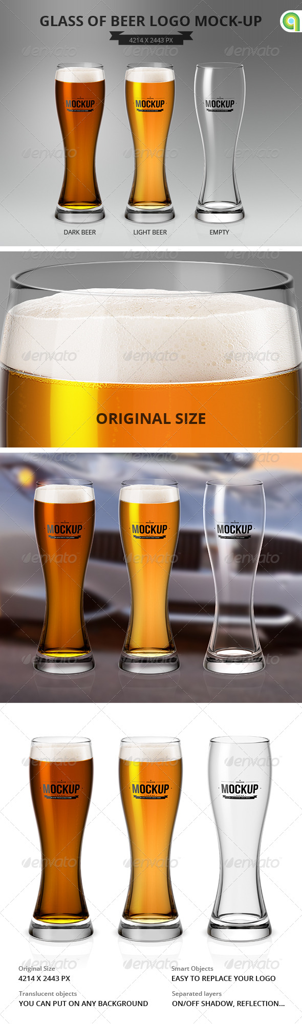 Download Glass Of Beer Logo Mock Up By Ayashi Graphicriver