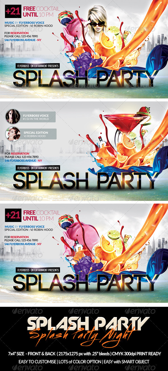 Splash Party Flyer-Front & Back - Events Flyers