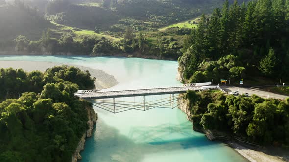 New Zealand River with bridge in South Island alt