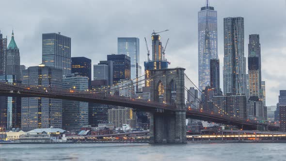 New York City , USA, Timelapse  - Brooklyn Bridge from day to night | New York City