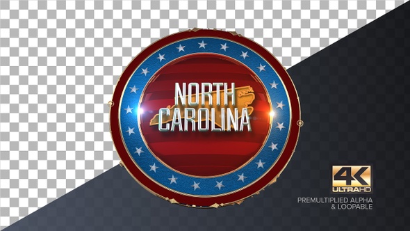 North Carolina United States of America State Map with Flag 4K alt