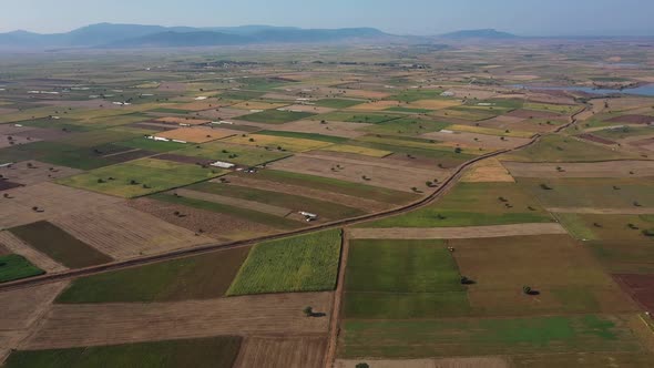 Aerial shot of fields