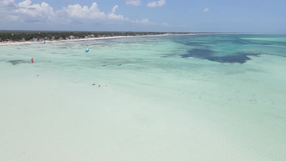 Aerial View of the Indian Ocean Near the Shore of the Island of Zanzibar Tanzania Slow Motion alt