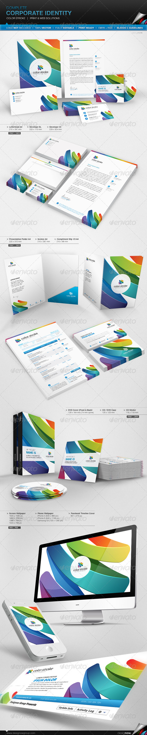 Corporate Identity - Color Stroke - Stationery Print Templates