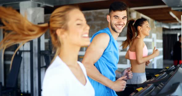 Picture of Cheerful Fitness Team in Gym