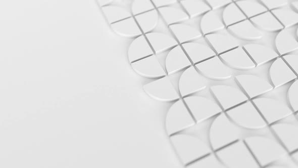 Modern White Background with Swiss Styled Semicircular 3d Elements Changing Pattern alt