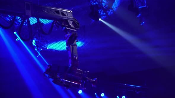 TV show, crane. Video camera on the tap when shooting a television show. Live event alt