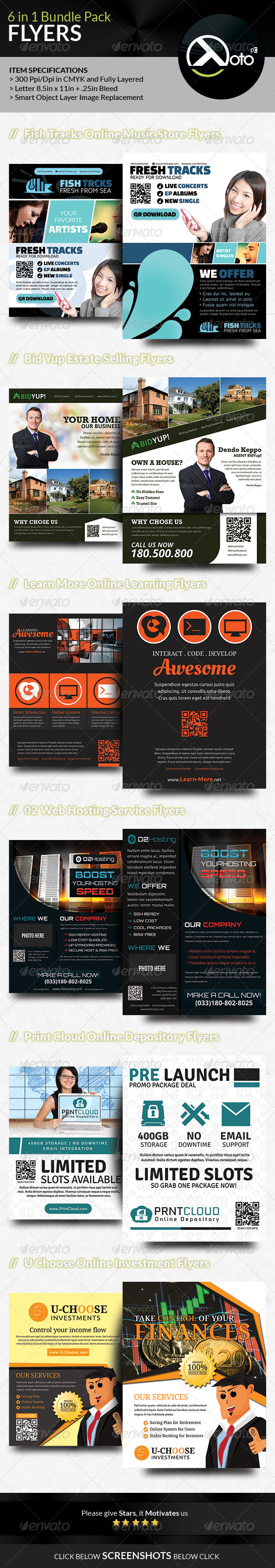 6 in 1 Mix Flyer Bundle Set 3 - Flyers Print Templates