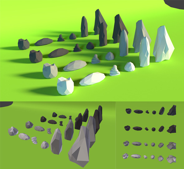 LowPoly Rocks .Pack4 - 3Docean 7652550