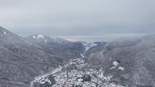 Winter Mountain Landscape The Rosa Khutor Alpine Resort Near Krasnaya Polyana Panoramic Background alt