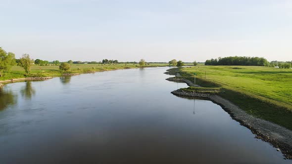 AERIAL Green field and river / Brummen, Gelderland, Netherlands