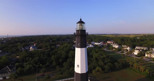 Close Aerial of Tybee Island Light Station Lighthouse alt