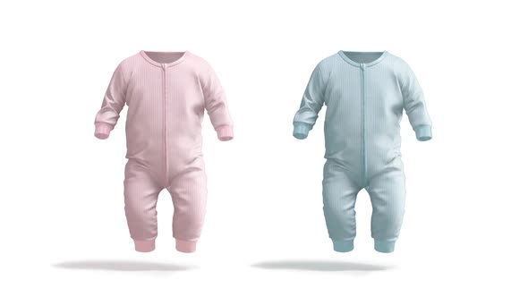 Blank blue and pink baby zip-up sleepsuit, looped rotation alt