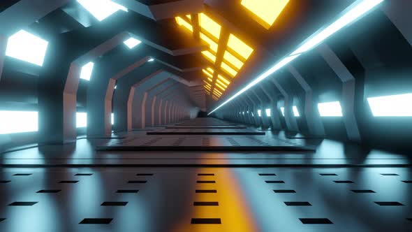 Space ship corridor interior animation