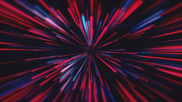 red and blue abstract fast zoom speed motion background tunnel 4k animation outer space