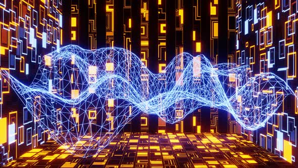 4K 3D animation. Abstract futuristic geometric shapes background alt