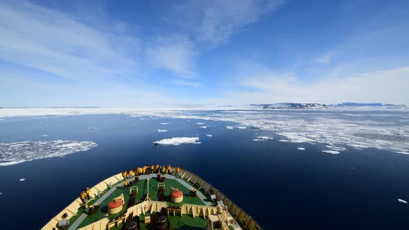 Icebreaker in the Ice in Antarctia