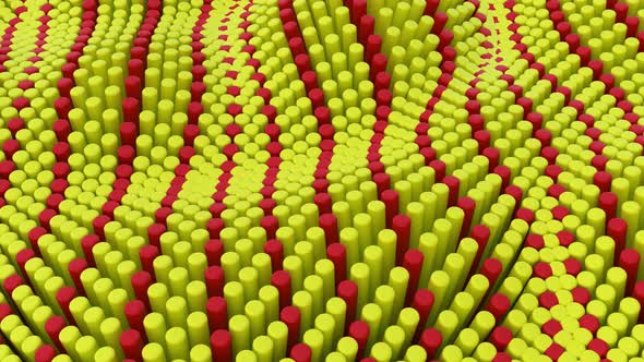 Abstract yellow red lines background with cylinders alt