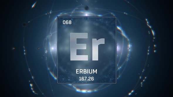 Erbium as Element 68 of the Periodic Table on Blue Background