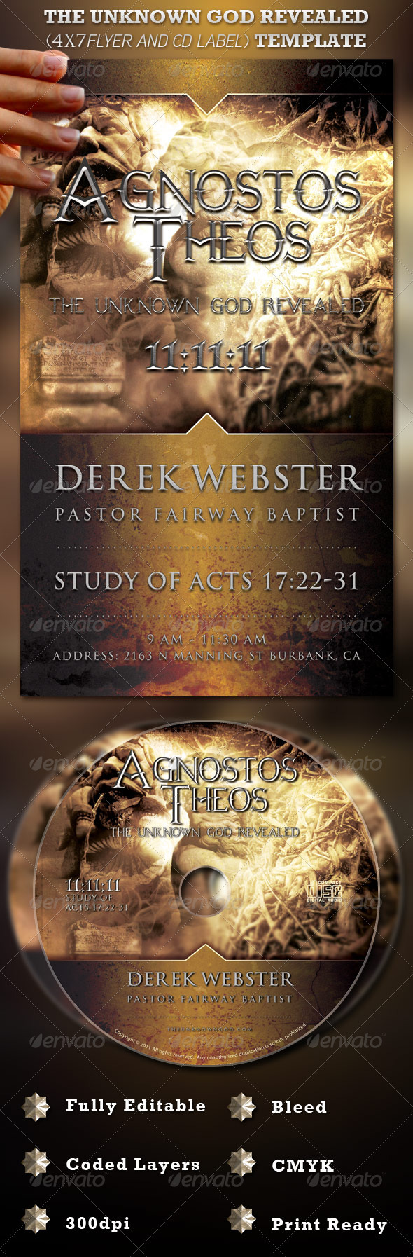 The Unknown God Church Flyer and CD Label - Church Flyers