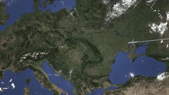 Airliner Flying To Bratislava Slovakia From East alt