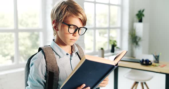 Schoolboy Reading Book