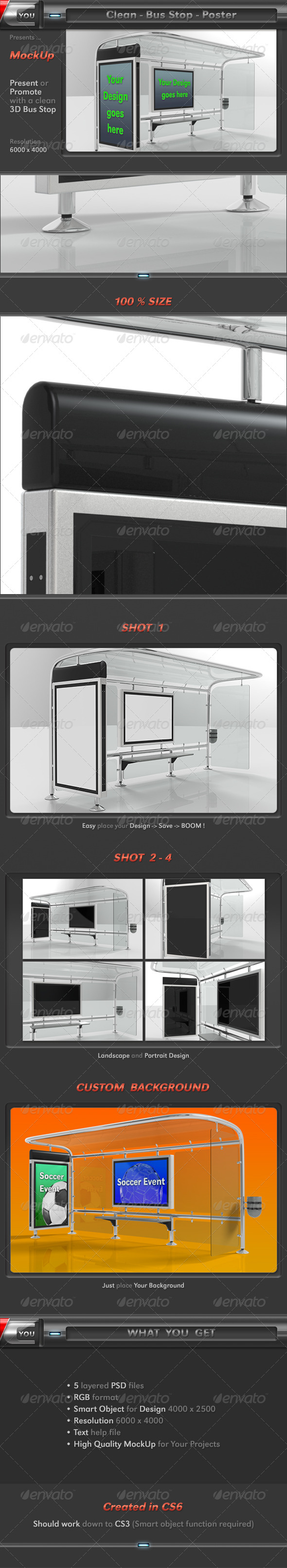 Clean Bus Stop Poster Mock-Up - Signage Print