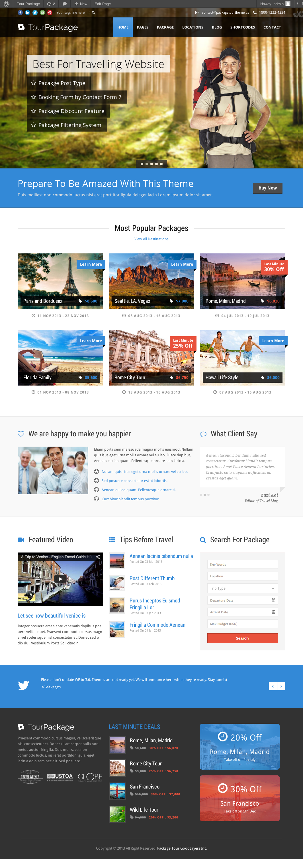 tour package wordpress theme