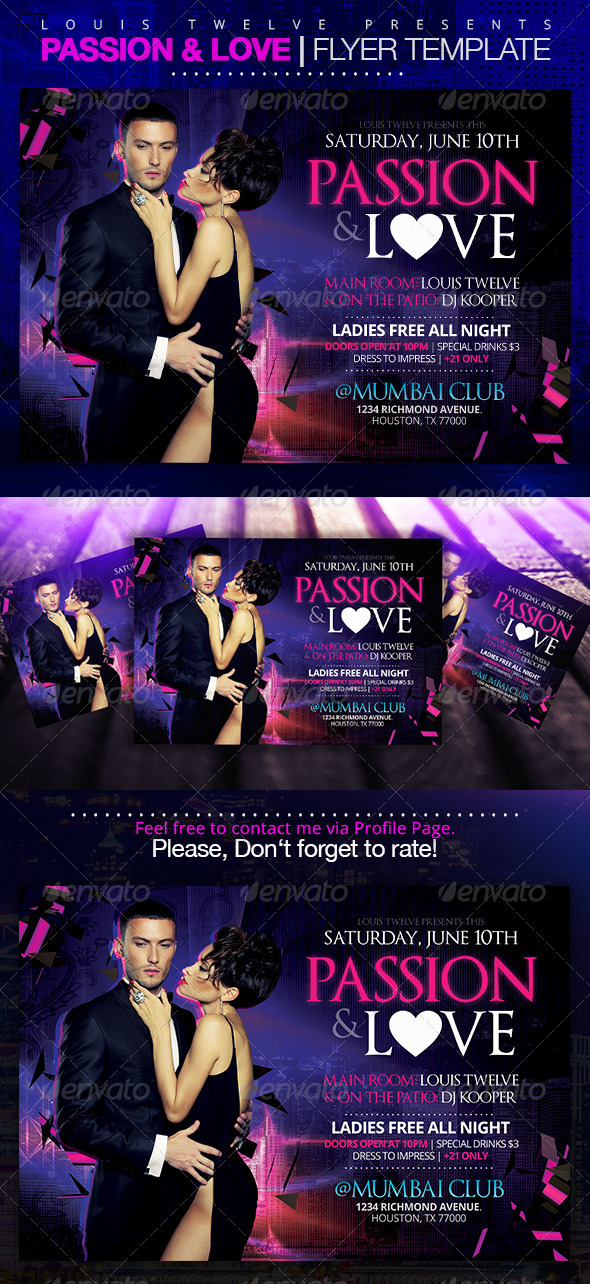 Passion and Love | Horizontal Flyer - Clubs & Parties Events