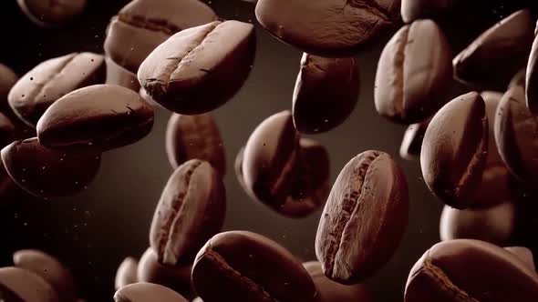 Falling Coffee Beans Slowmotion