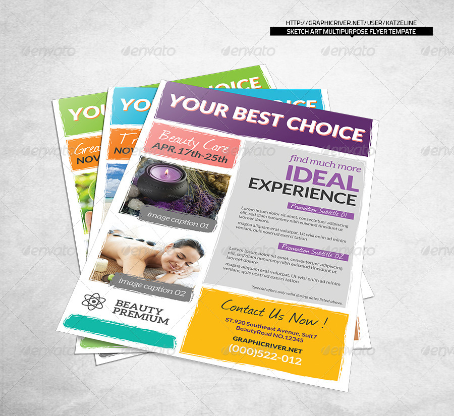 corporate sketch art multipurpose flyer template by katzeline sketch flyer template