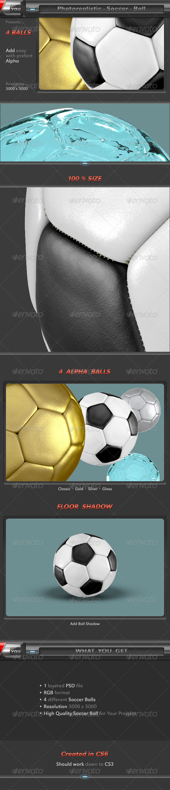 3D Photorealistic Soccer Ball Set - Objects 3D Renders