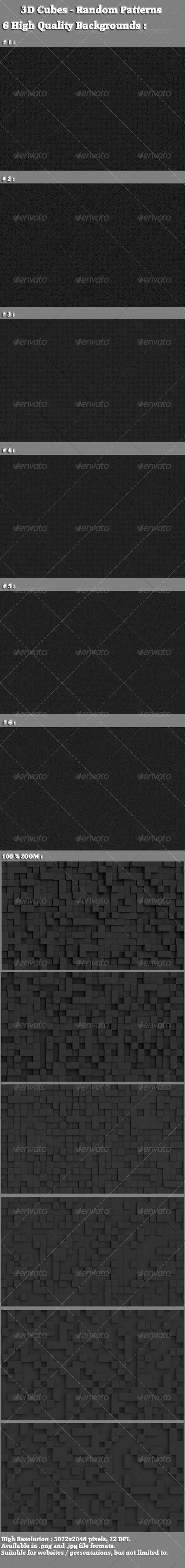 3D Cubes - Random Patterns - 3D Backgrounds