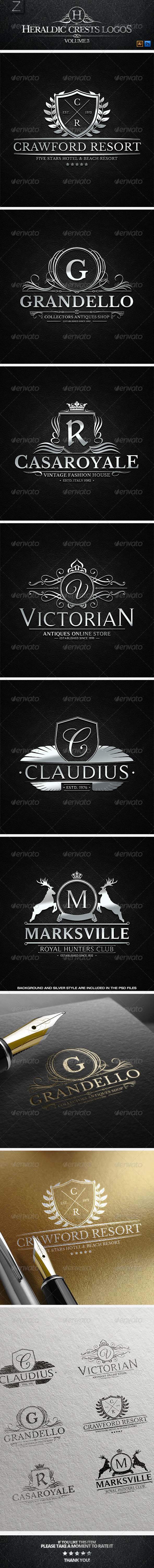 Heraldic Crest Logos Vol.3 - Badges & Stickers Web Elements
