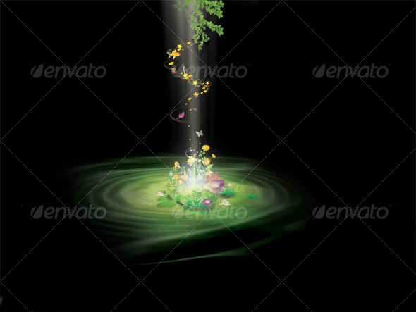 Ray of light background floral Illustration - Scenes Illustrations