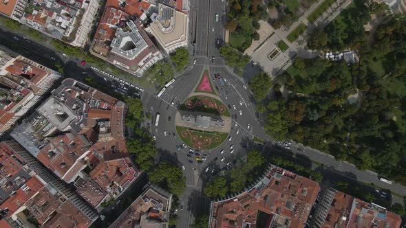Top View of the Beautiful Landmark La Puerta De Alcala Monument in Madrid alt