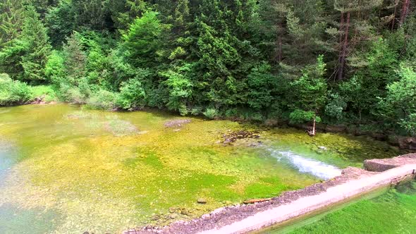 Aerial view of Jesenica river and surrounding in Croatian region Lika. alt
