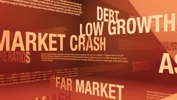 Stock Market Crash or Bear Market Related Terms Seamless Background Loop