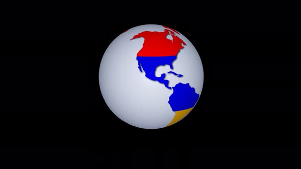 Armenia Flag 3d Rotated Planet Animated Black Background